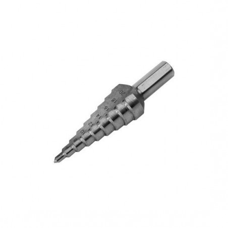 vrták stupňovitý HSS, DIN 1412C, 4-12mm,, stupňovanie 1mm, stopka pr. 6mm, dĺžk 65mm