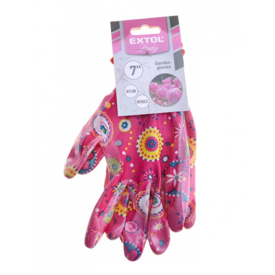 Ružové rukavice nylonové máčané v nitrile 7" EXTOL 8856669