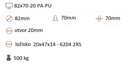 Polyamidové koliesko na paletový vozík 82x70 mm