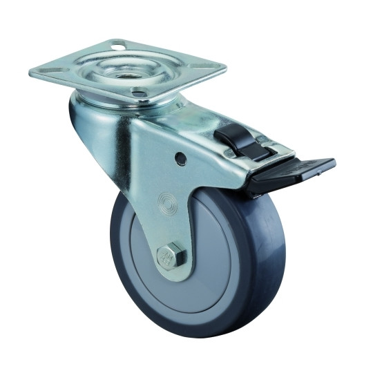 Prístrojové koliesko 100x24 mm otočná kladka s brzdou