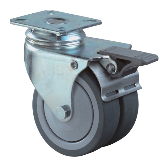 Dvojité prístrojové koliesko 50 mm otočná kladka s brzdou