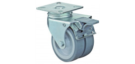 Dvojité prístrojové koliesko 50 mm otočná kladka s brzdou