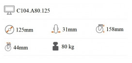 Prístrojové koliesko 125x31 mm na väčšie zaťaženie s rozťažným puzdrom