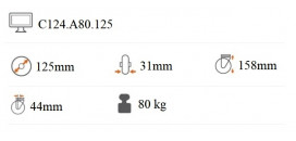 Prístrojové koliesko 125x31 mm na väčšie zaťaženie s rozťažným puzdrom s brzdou