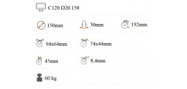 Prístrojové nafukovacie koliesko 150x30 mm na väčšie zaťaženie s otočnou kladkou s brzdou C120.D20.150