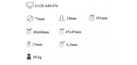 Nerezové prístrojové koliesko 75x24 mm otočná kladka s brzdou G120.A80.076