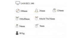 Teplovzdorné pogumované koliesko 100x26 mm pevná kladka