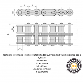 Dvojradová valčeková reťaz 10B-2 Reťaz 10B-2 - priemyselná dvojradová valčeková reťaz 10B2 pre štandardné použitie