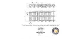 Dvojradová valčeková reťaz 16B-2 Reťaz 16B-2 - priemyselná dvojradová valčeková reťaz 16B2 pre štandardné použitie