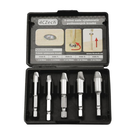 KINEX 9912-03-005 Sada vyťahovačov poškodených skrutiek HSS