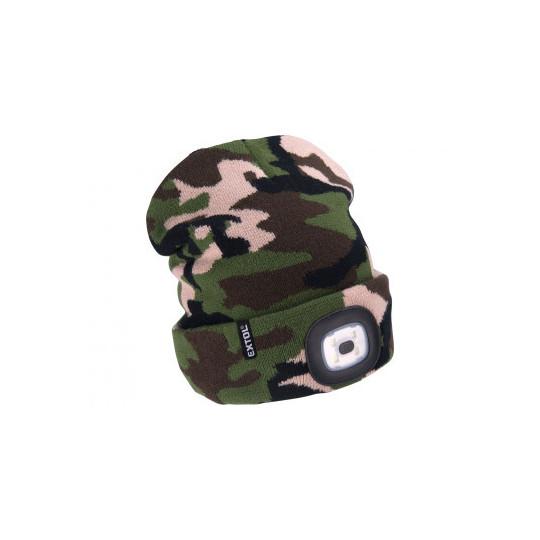 Čiapka s čelovým svetlom maskáčová 4xLED EXTOL 43464