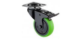 Prístrojové koliesko 50x20 mm zelené otočná kladka s brzdou