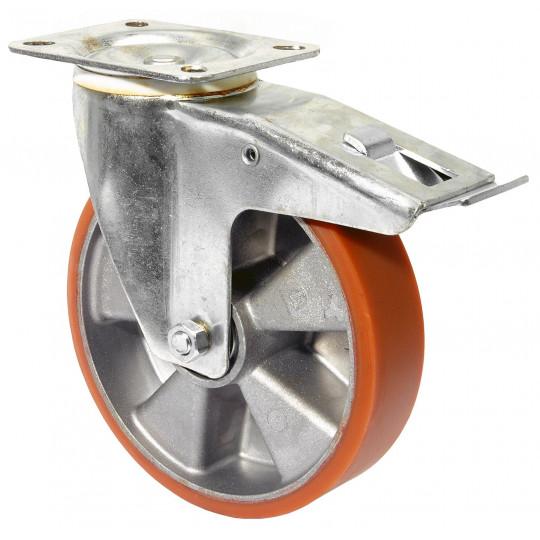 Transportné polyuretánové koliesko 200x50 mm otočná kladka s brzdou