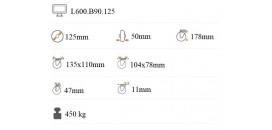 Ťažkotonážne polyuretánové koliesko 125x50 mm otočná kladka L600.B90.125