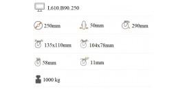 Ťažkotonážne polyuretánové koliesko 250x50 mm pevná kladka L610.B90.250