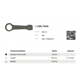 Kľúč uťahovací DIN 7444 KUKKO 406-24