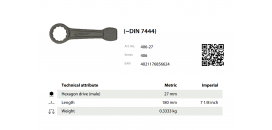 Kľúč uťahovací DIN 7444 KUKKO 406-27