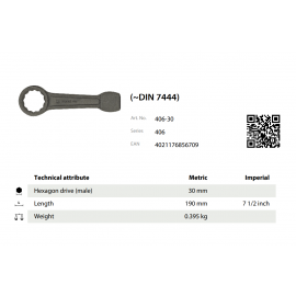 Kľúč uťahovací DIN 7444 KUKKO 406-30