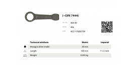 Kľúč uťahovací DIN 7444 KUKKO 406-30