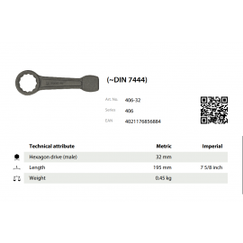 Kľúč uťahovací DIN 7444 KUKKO 406-32