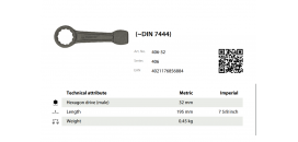 Kľúč uťahovací DIN 7444 KUKKO 406-32