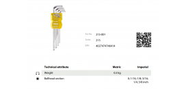Kľúče imbusové palcové 1.5-10mm KUKKO 215-001