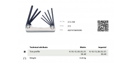 Kľúče torxové 9.0-40 mm v držiaku KUKKO 212-258