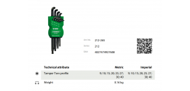 Kľúče torxové 9.0-40 mm KUKKO 212-265