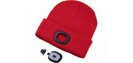 Čiapka s čelovým svetlom červená 4xLED EXTOL 43198