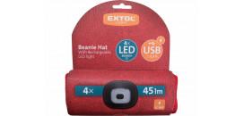 Čiapka s čelovým svetlom červená 4xLED EXTOL 43198
