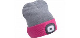 Čiapka s čelovým svetlom sivá ružová 4xLED EXTOL 43197
