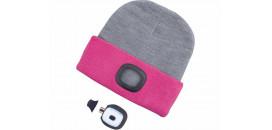 Čiapka s čelovým svetlom sivá ružová 4xLED EXTOL 43197