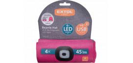 Čiapka s čelovým svetlom sivá ružová 4xLED EXTOL 43197