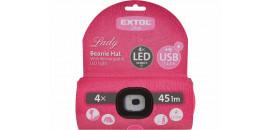 Čiapka s čelovým svetlom ružová 4xLED EXTOL 43193
