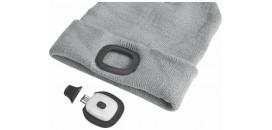 Čiapka s čelovým svetlom sivá 4xLED EXTOL 43195