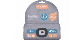 Čiapka s čelovým svetlom sivá 4xLED EXTOL 43195