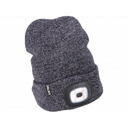 Čiapka s čelovým svetlom sivá čierna 4xLED EXTOL 43462