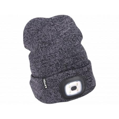 Čiapka s čelovým svetlom sivá čierna 4xLED EXTOL 43462