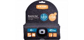 Čiapka s čelovým svetlom sivá čierna 4xLED EXTOL 43462