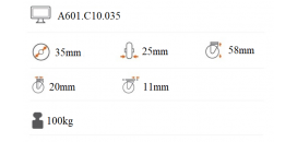 Nízkoprofilové koliesko 35x25 mm otočná kladka centrálny otvor A601.C10.035