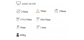 Ťažkotonážne koliesko polyuretánové 250x50 mm otočná kladka s brzdou L620.C10.250