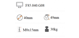 Nábytkové koliesko 40mm sivé so závitom M8 F85.040.G08