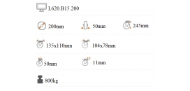 Ťažkotonážne koliesko 200X50 mm otočná kladka s brzdou L620.B15.200