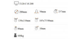 Odpružené koliesko 200x50 otočná kladka s brzdou T120.C10.200