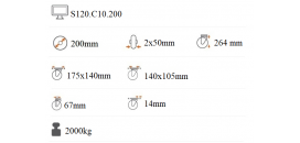 Ťažkotonážne zdvojené koliesko 200x2x50 mm otočná kladka z brzdou S120.C10.200
