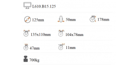 Ťažkotonážne koliesko 125x50 mm pevná kladka L610.B15.125