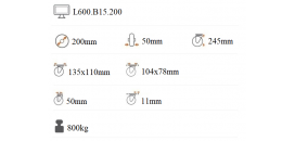 Ťažkotonážne koliesko 200x50 mm otočná kladka L600.B15.200