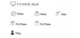 Koliesko nábytkové 50mm čierne otočná kladka F75.050.PL 38x38