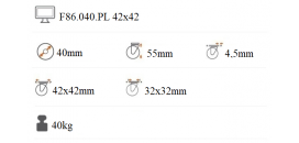 Nábytkové kolieska 40mm sivé s brzdou F86.040.PL 42x42