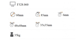 Dvojité nábytkové kolieska 60mm strieborná šedá F328.060